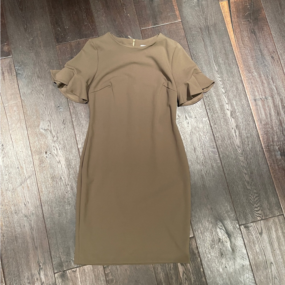 Calvin Klein Green Ruffle Sleeve Dress